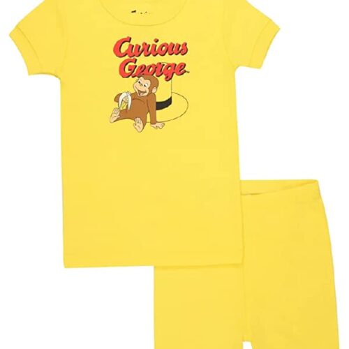 Curious George Girls' Little 2-Piece Snug-fit Organic Cotton Pajama Set, Soft & Cute for Kids, BANANA GEORGE, 4T