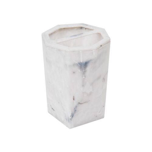 Maison Toothbrush Holder for Bathroom, Countertop, Bathroom Accessory, Marble Design, Plastic, White