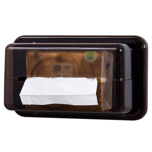 Cetomo Magnetic Plastic Tissue Holder, Toilet Paper Dispenser for Bathroom Kitchen Bedside, Dustproof No Drilling Wall Mounted, Clear Brown